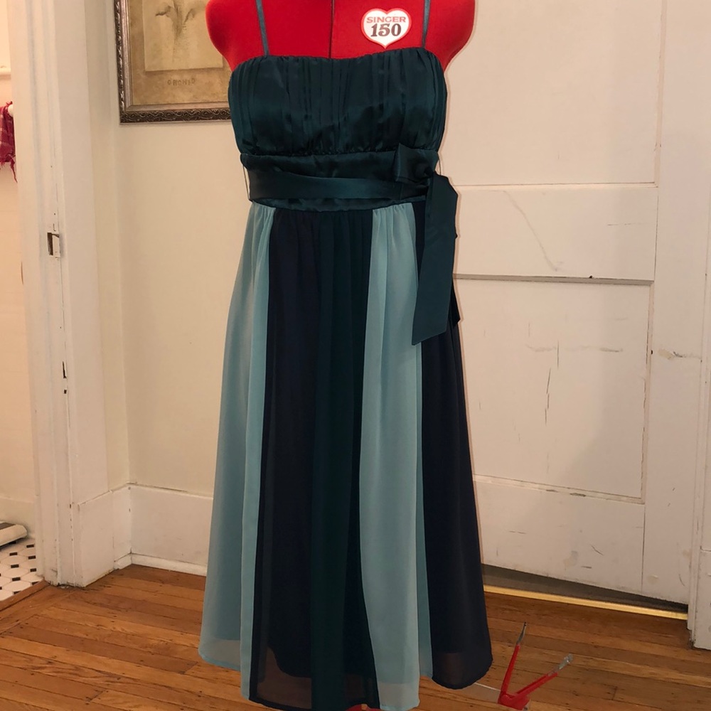 Max and Cleo Empire Waist Teal Dress